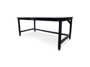 Front corner view of a 72-inch ESD workbench with heavy-duty steel frame and static-safe worksurface.