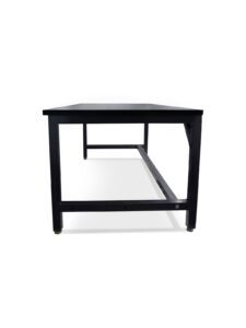 End profile of a 72-inch heavy-duty ESD workbench with adjustable levelers and welded steel frame.