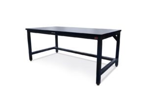 Three-quarter view of a 72-inch heavy-duty ESD workbench for electronics assembly.
