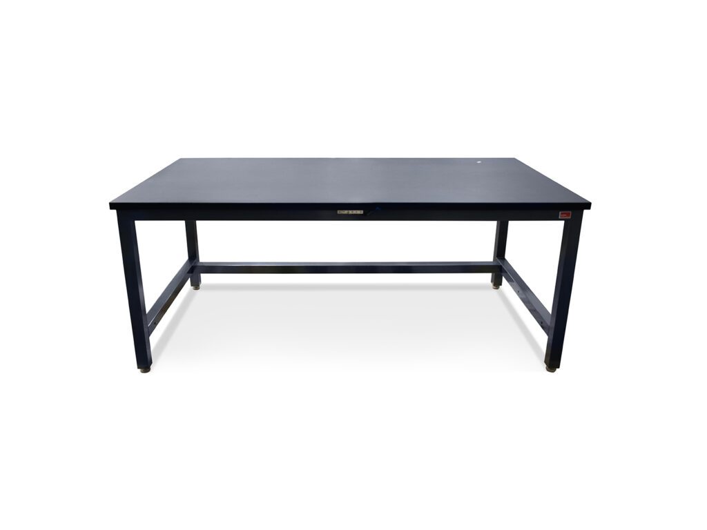 Perspective view of a 72-inch industrial ESD workbench for electronics assembly and equipment integration.