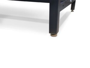 Close-up detail of the adjustable leveling foot on a 96-inch heavy-duty ESD workbench.