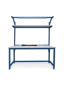 Front view of CoreBench ESD workbench with power strip