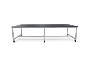 Twelve-foot mobile workbench with black HPL surface