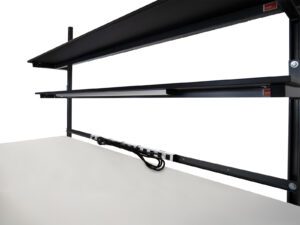 Upper shelves with integrated LED task lighting