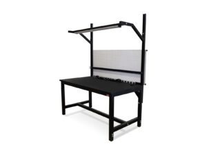 CoreBench workbench with upper shelf and pegboard
