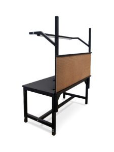 Rear view of CoreBench workbench with pegboard panel