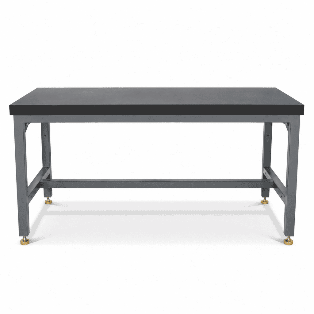 Lab workbench with epoxy top and anti-vibration levelers