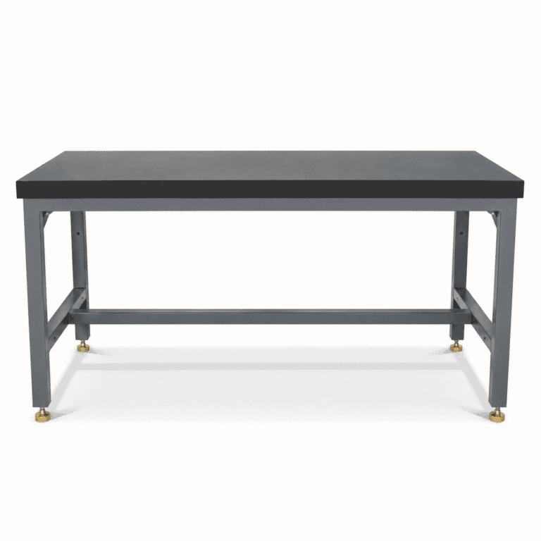 Lab workbench with epoxy top and anti-vibration levelers